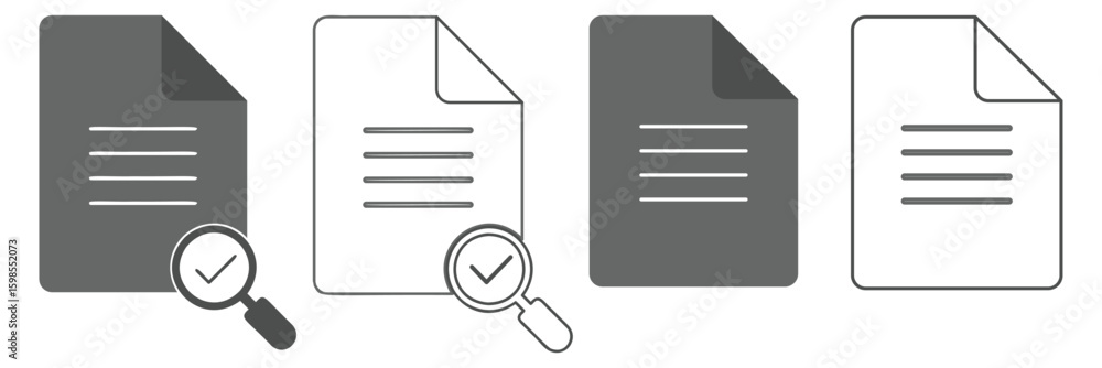 Poster document with check circle icon for web and graphic design. research document icon glyph icon. incid