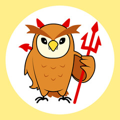 Owl with Devil Costume for Halloween Party, Halloween Owl