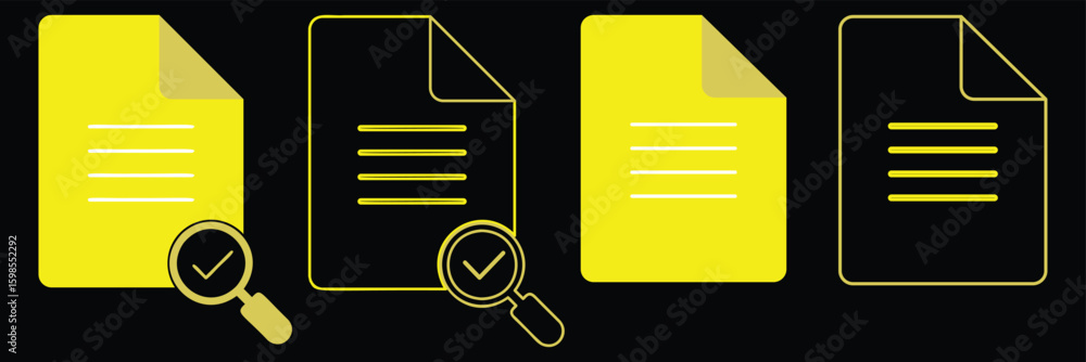 Poster document with check circle icon for web and graphic design. research document icon glyph icon. incid