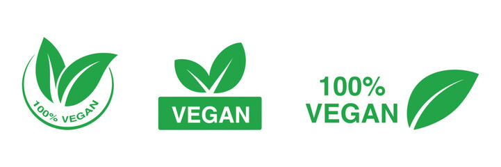 100% Vegan Friendly Stamp Badge. Organic Natural Plant-Based Label Design. Vegan emblem