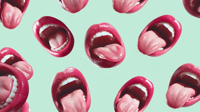 Playful Abstract Repeating Lips and Tongues background
