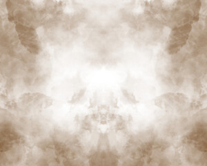 Abstract symmetrical pattern with dark brown and muted orange tones evoking a sense of mystery and depth