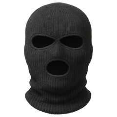 Black knit balaclava mask for winter weather protection and outdoor activities for security and anonymity