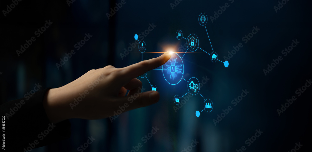 Poster ai network system connects data, security, communication, and intelligence. ai network system enable