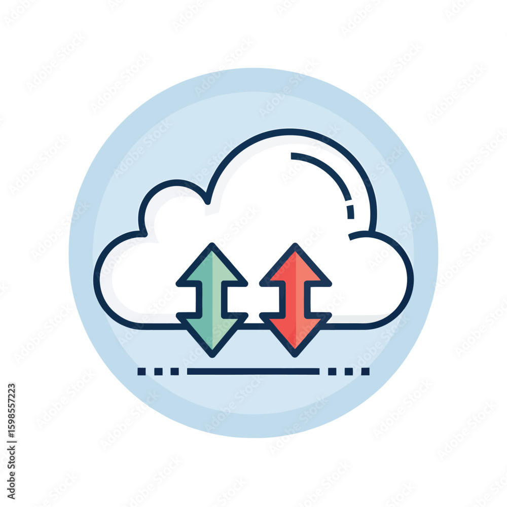 Poster cloud icon with up and down arrows symbol data