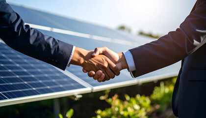 Solar energy deal handshake.