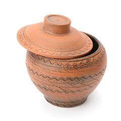 Heat-resistant clay pot isolated on white