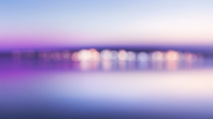 Enchanting twilight reflections over a serene lake punctuated by soft lights and dreamy colors
