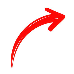Bright red curved arrow with silver outline isolated on a transparent background red arrow directional arrow