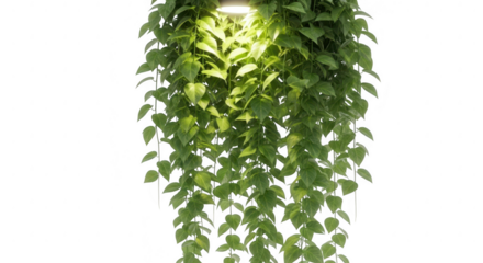 Lush green vine with cascading leaves isolated on transparent background