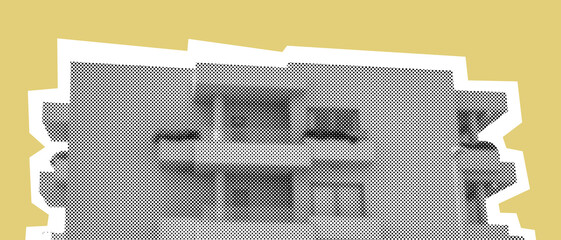 Building with balconies. Modern apartment structure in pop art style with geometric pattern,