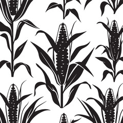 Seamless Black Corn Plant Pattern