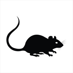 Black mouse silhouette vector icon. Simple rat illustration