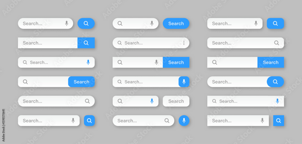 Fototapete various search bar templates. internet browser engine with search box, address bar and text field. u