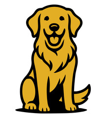 Smiling brown labrador puppy vector illustration with a bone