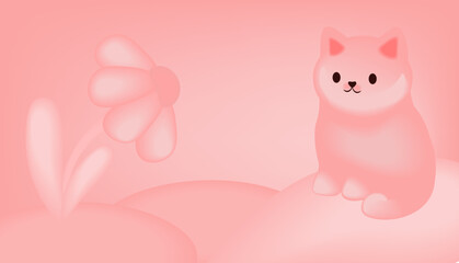 Fluffy, pink kitten soft gradient. cat. Futuristic background. mesh gradient. Vector element. Cute pet marshmallow © Мария Василенко