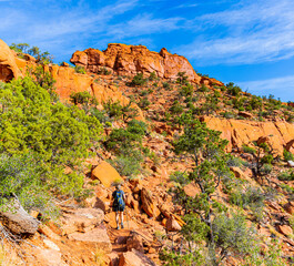 Female Hiker on The Mansard Trail, Kanab, Utah, USA