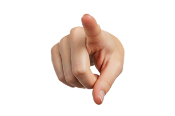 Pointing Finger: A Close-Up of a man Hand with the Index Finger Extended, Directed Towards the Viewer, Isolated on transparent Background