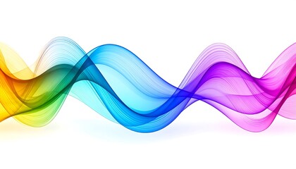 Abstract rainbow wavy lines on white background