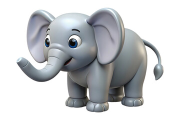 Cute cartoon elephant with blue eyes isolated on a transparent background