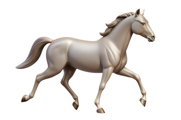 Light gray horse in motion isolated on a transparent background
