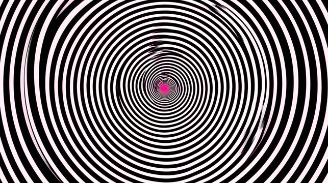 Hypnotic spiral, psychedelic hypnosis circle. Concentric swirl optical illusion, circular hypnosis vector spiral or radial hypnotic whirlpool pattern. Geometric psychedelic twist motion background