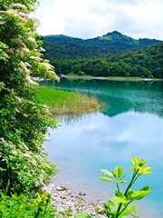 blue coloured lake goy gol in azerbaijan ,reserved park .High quality © Rana