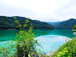 blue coloured lake goy gol in azerbaijan ,reserved park .High quality © Rana