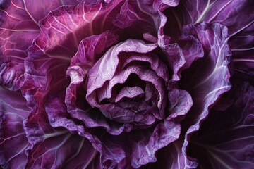 Obraz premium Vibrant swirling patterns of red cabbage showcase the beauty of organic shapes and textures
