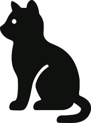 Minimalist Silhouette of a Sitting Black Cat, Side View, Vector Illustration