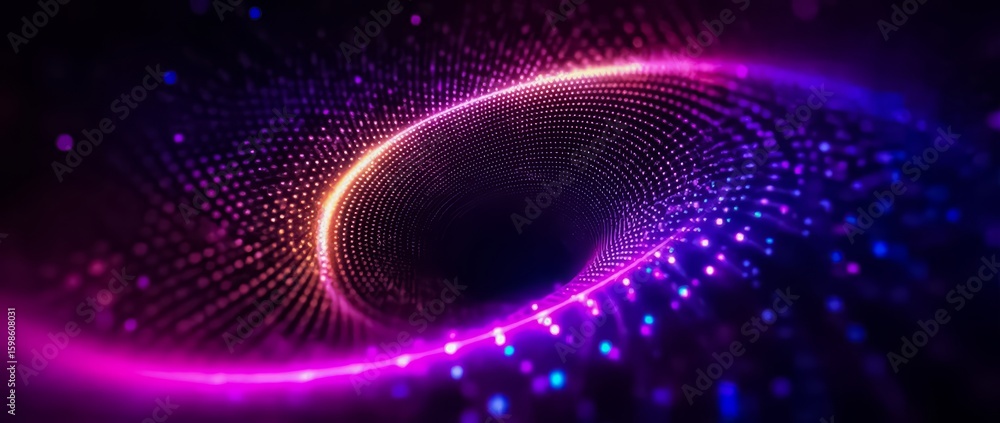 Poster colorful swirl of dots and lines that appears to be a vortex