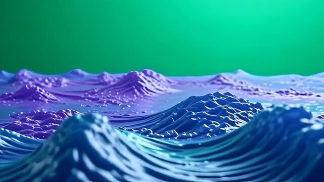 Visualize an oscillating symphony, where a rippling wall of noise hazy abstract soundwave distortion renders deep purples colliding with minty greens, radiating a sense of wonder as the