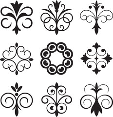 Black ornamental flourishes and decorative elements vector