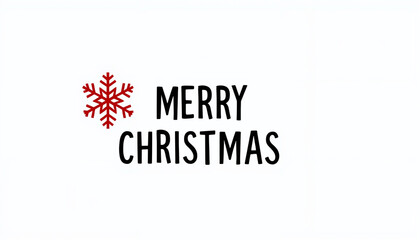 Merry Christmas greeting with red snowflake on white background  