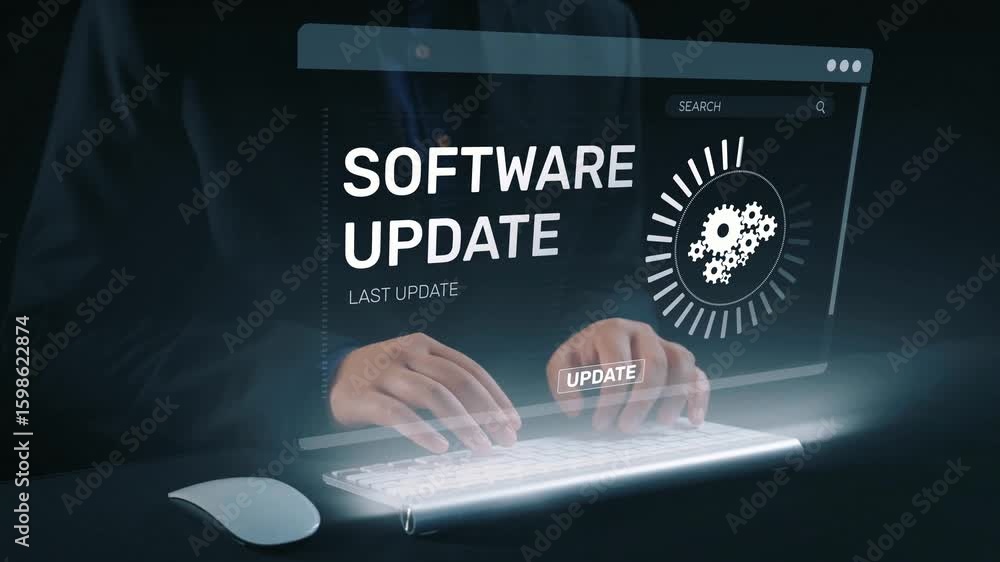 Poster knowledge upgrade and software update, digital skills improvement, competitive advantage, continuous