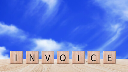 Invoice and online digital statements concept, Financial report and bank management with online payment concept on wooden block.