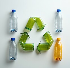 A Creative Arrangement of Recycled Plastic Bottles and Containers Highlighting the Importance of Environmental Sustainability and Recycling Practices