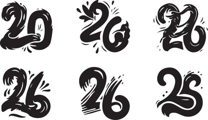 Fototapeta premium Stylized numbers twenty five twenty six vector