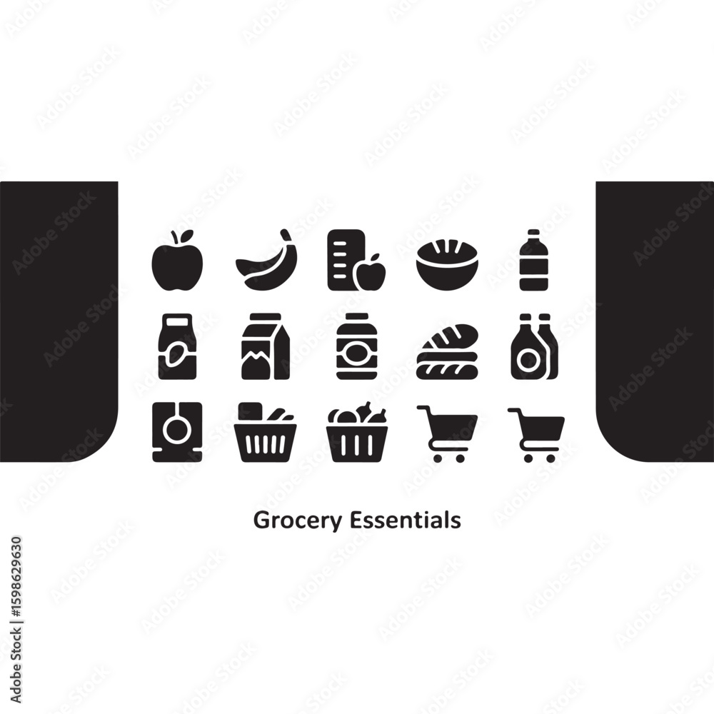 Poster black and white vector icon set for web and mobile technology design