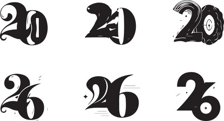 Obraz premium Stylized numerals with artistic flourishes and decorative elements twenty six