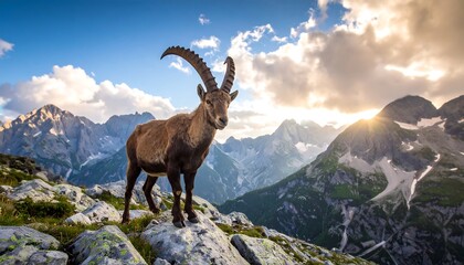 Obraz premium Majestic ibex on mountain peak