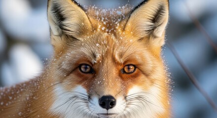Obraz premium Close-up of a red fox covered in snow