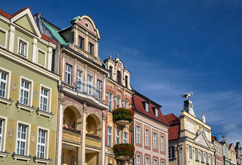 Fototapeta premium Facades of historic tenement houses in the Old Market Square in Poznan