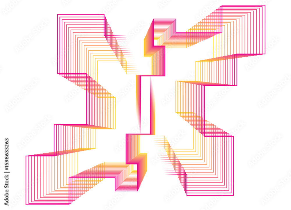 Poster vector technological pattern of thin colored broken lines on a white background. for covers, cards, 