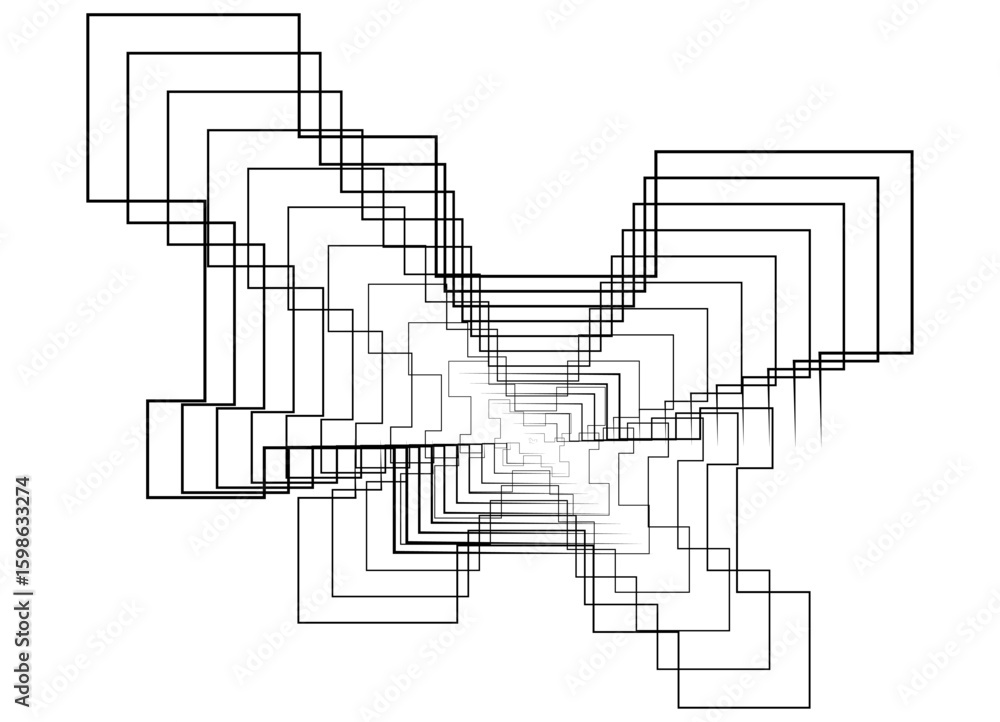 Poster vector technological pattern of thin black broken lines on a white background. for covers, cards, we