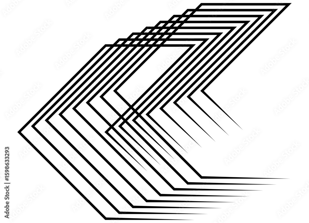 Poster abstract 3d arrow with thin black lines on a white background. vector pattern for covers, advertisin