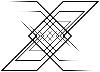 Letter X made of thin black lines on white background. Vector pattern for covers, cards, web design and videos. Design element, Modern vector background