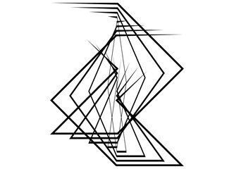 Abstract vector pattern of thin broken black lines on a white background. Sharp Design element for covers, advertising, web design. Modern dynamic vector background.