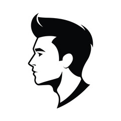 Side profile silhouette of a man with a distinctive undercut hairstyle