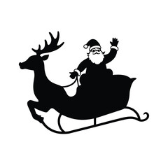 Fototapeta premium Side view silhouette of santa claus waving hello with a festive greeting